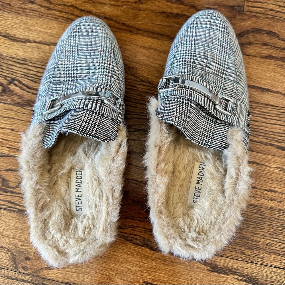 Steve Madden Faux Fur Slip On Loafers Slip on 8